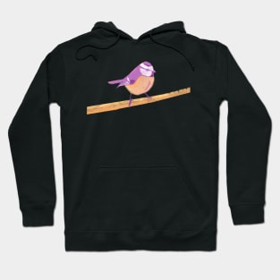 Blue tit illustration purple, yellow and pink colored bird Hoodie